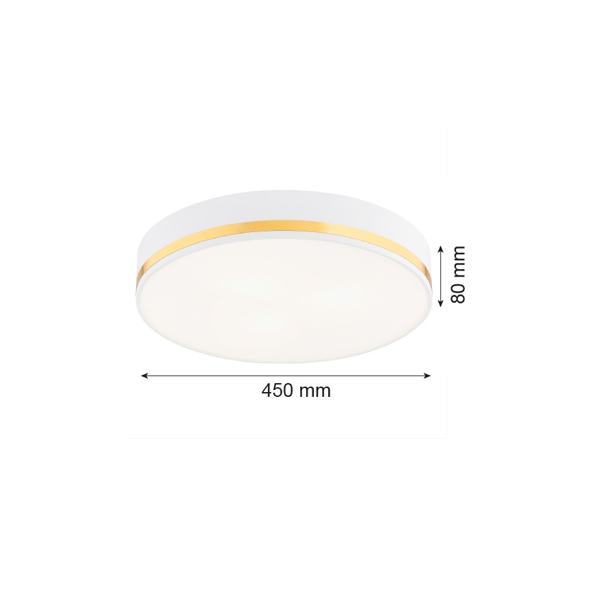 Argon 6138 - Plafonnier AMORE 3xE27/15W/230V diam. 45 cm blanc/doré