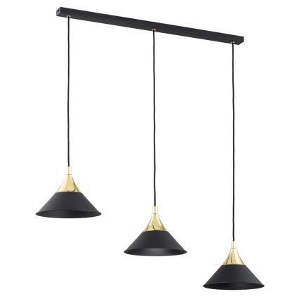 Argon 6140 - Hängeleuchte MASSETO 3xE27/15W/230V schwarz/gold
