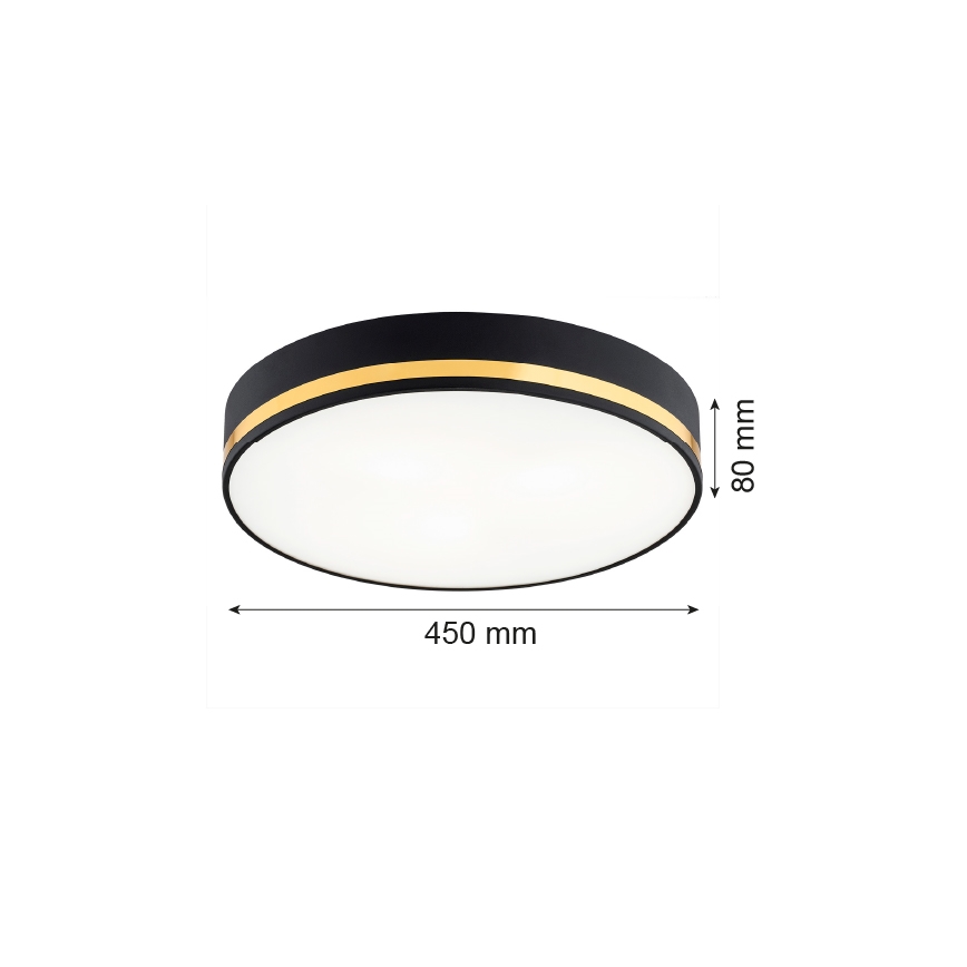Argon 6141 - Plafoniera AMORE 3xE27/15W/230V diametro 45 cm nero/oro