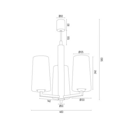 Argon 6143 - Lampadario su palo CAMELOT PLUS 3xE27/15W/230V nero/bianco/oro