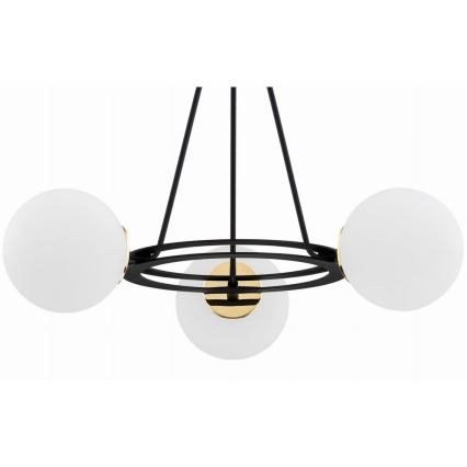Argon 6150 - Lampadario su palo AMALFI 3xE27/15W/230V nero/bianco