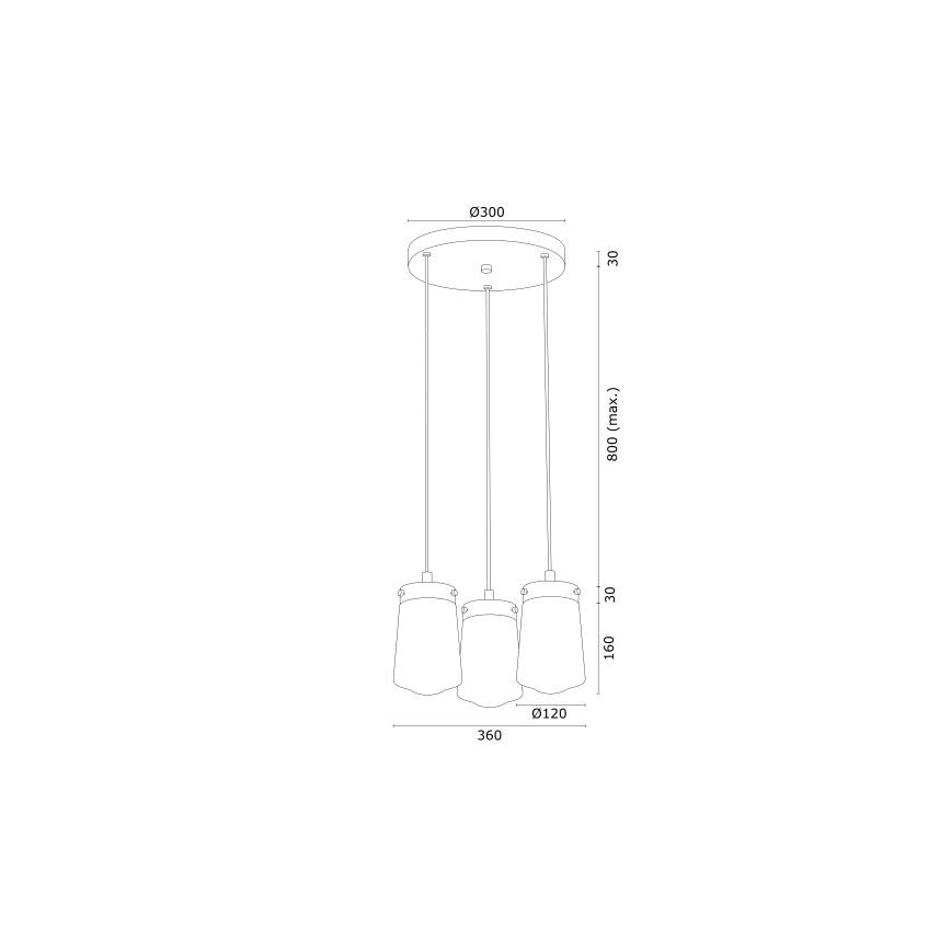 Argon 6164 - Lampadario a sospensione con filo PASADENA 3xE27/15W/230V oro/bianco