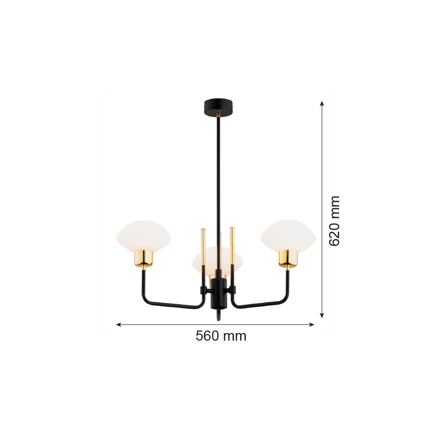 Argon 6166 - Lampadario su palo RAVELLO 3xE14/15W/230V nero/oro
