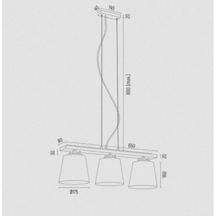 Argon 6250 - Lampadario a sospensione con filo ARDEN 3xE27/15W/230V oro