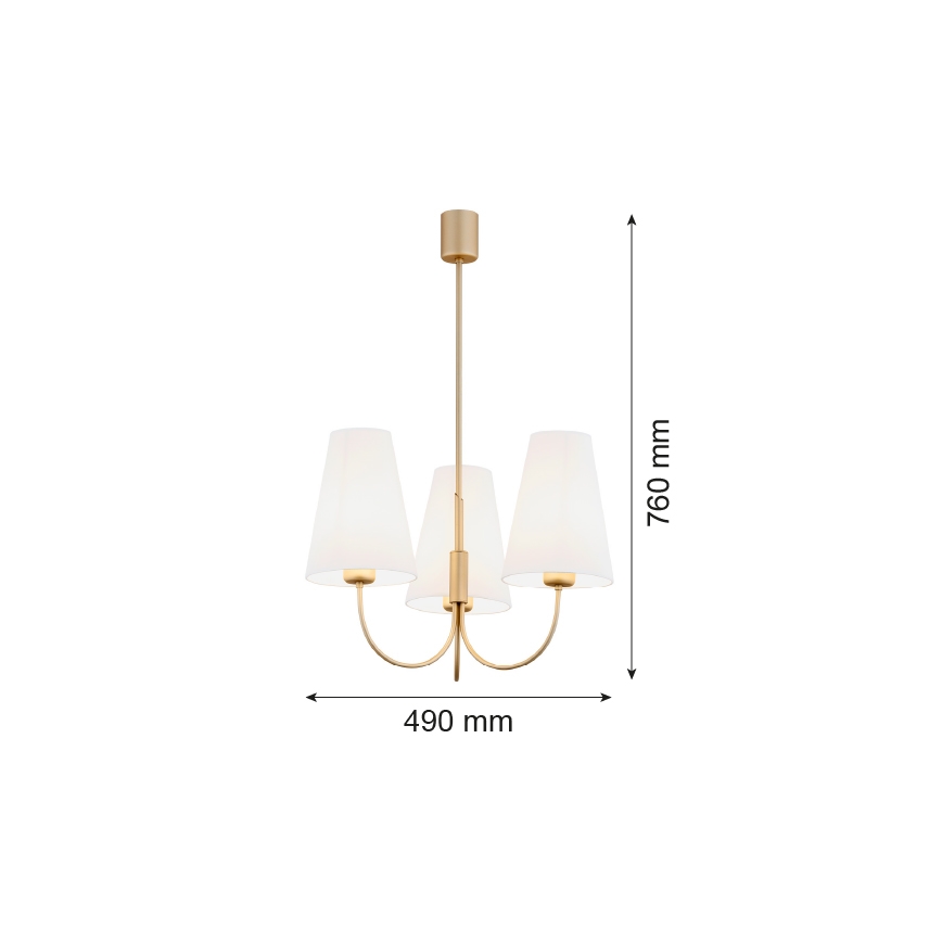 Argon 6267 - Lampadario a sospensione con supporto rigido SAFIANO 3xE27/15W/230V oro