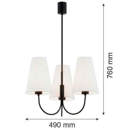 Argon 6268 - Lampadario a sospensione con supporto rigido SAFIANO 3xE27/15W/230V nero