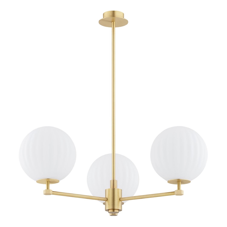 Argon 6307 - Lampadario a sospensione con supporto rigido PALOMA 3xE14/7W/230V oro/bianco