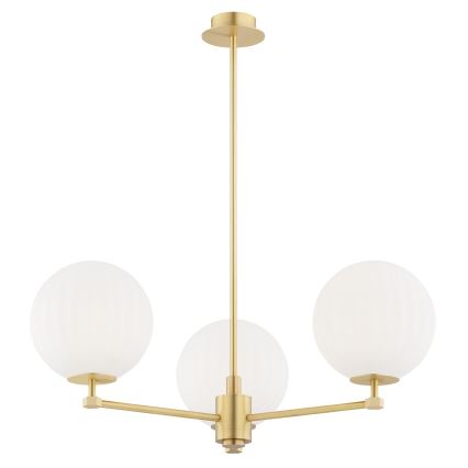Argon 6307 - Lampadario a sospensione con supporto rigido PALOMA 3xE14/7W/230V oro/bianco