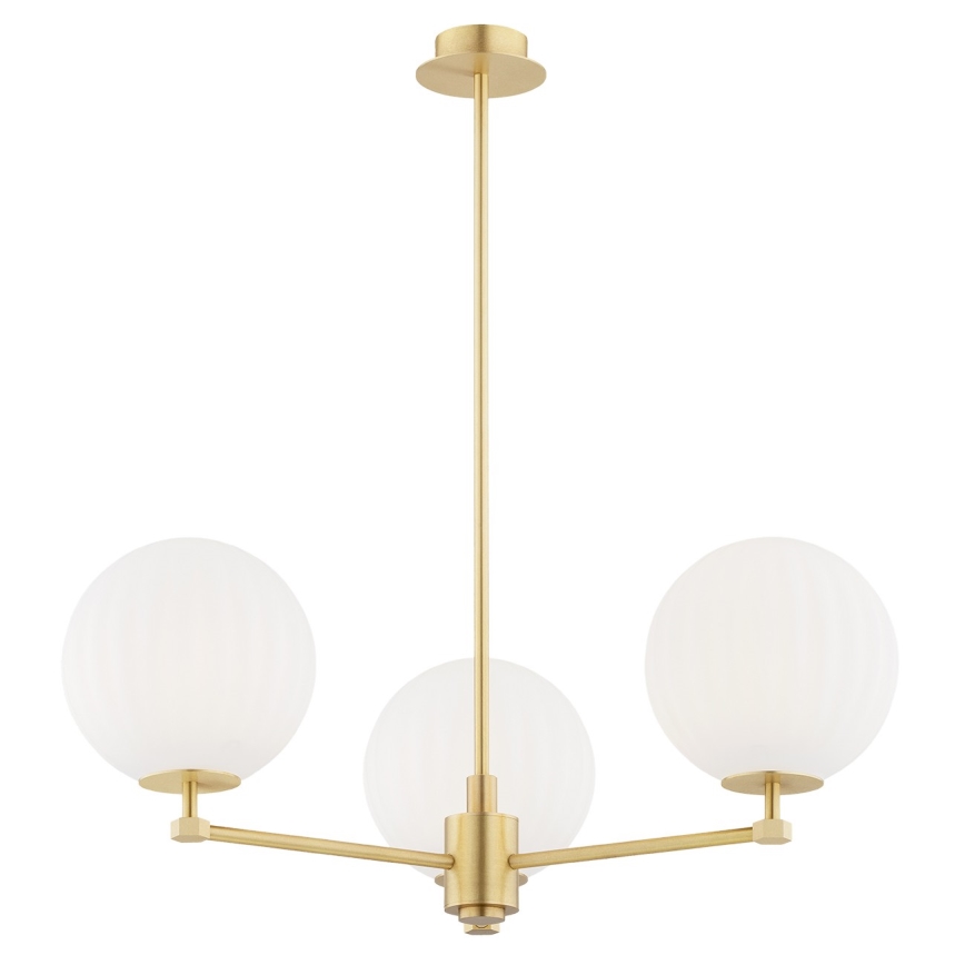 Argon 6307 - Lampadario a sospensione con supporto rigido PALOMA 3xE14/7W/230V oro/bianco