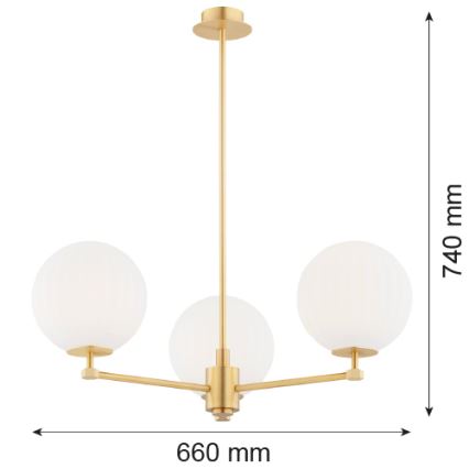 Argon 6307 - Lampadario a sospensione con supporto rigido PALOMA 3xE14/7W/230V oro/bianco