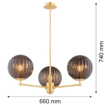 Argon 6310 - Lampadario a sospensione con supporto rigido PALOMA 3xE14/7W/230V oro/nero