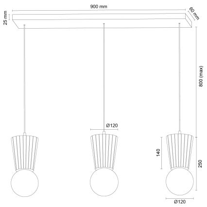Argon 6357 - Suspension de salle de bains sur câble VOLANTE 3xG9/6W/230V IP44 beige
