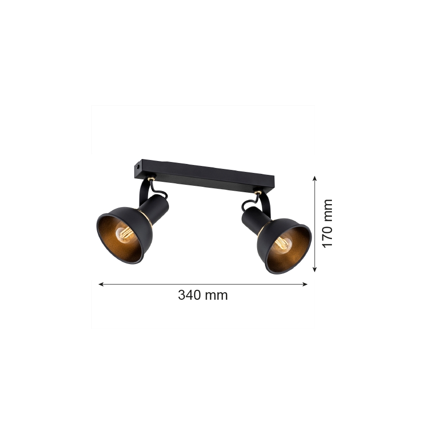 Argon 7037 - Luce Spot TWIST 2xE14/7W/230V nero/oro