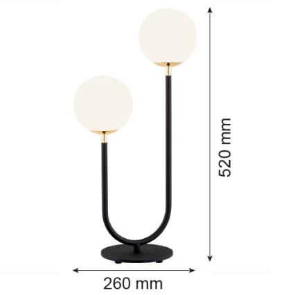 Argon 7072 - Lampe de table FERRONE 2xE14/7W/230V noir/blanc/doré