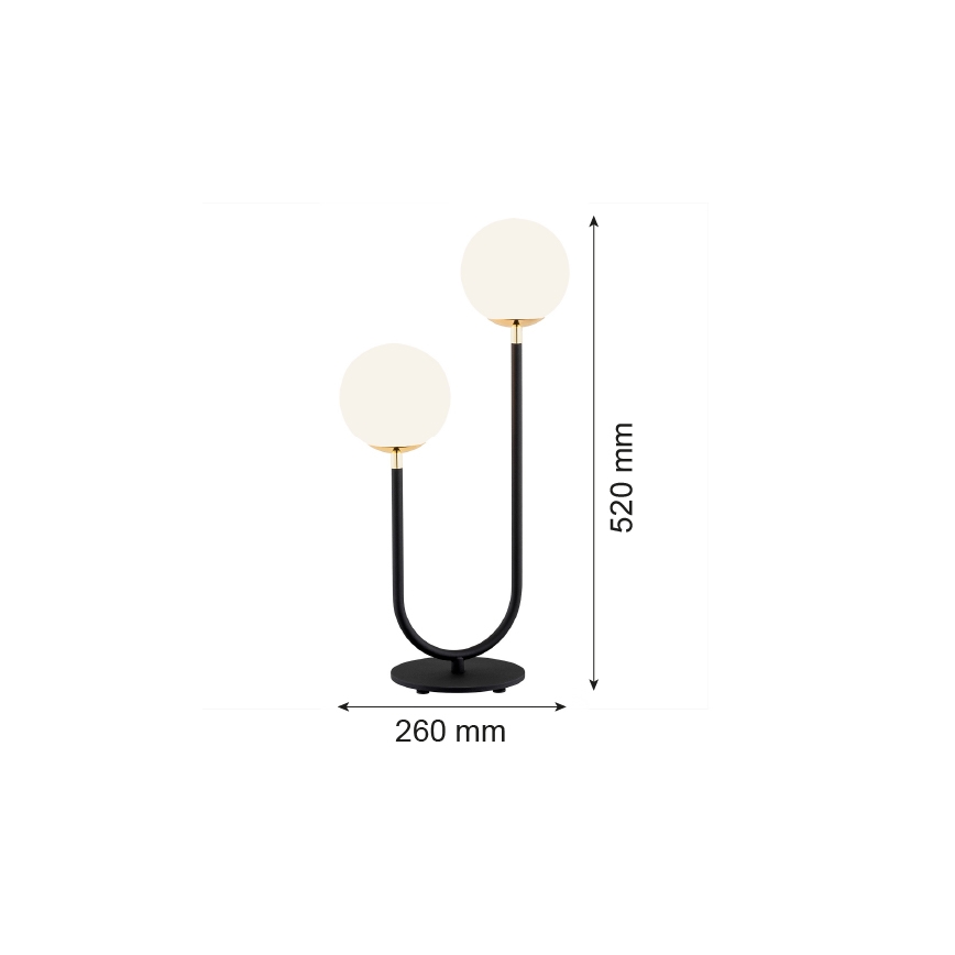 Argon 7072 - Lampe de table FERRONE 2xE14/7W/230V noir/blanc/doré
