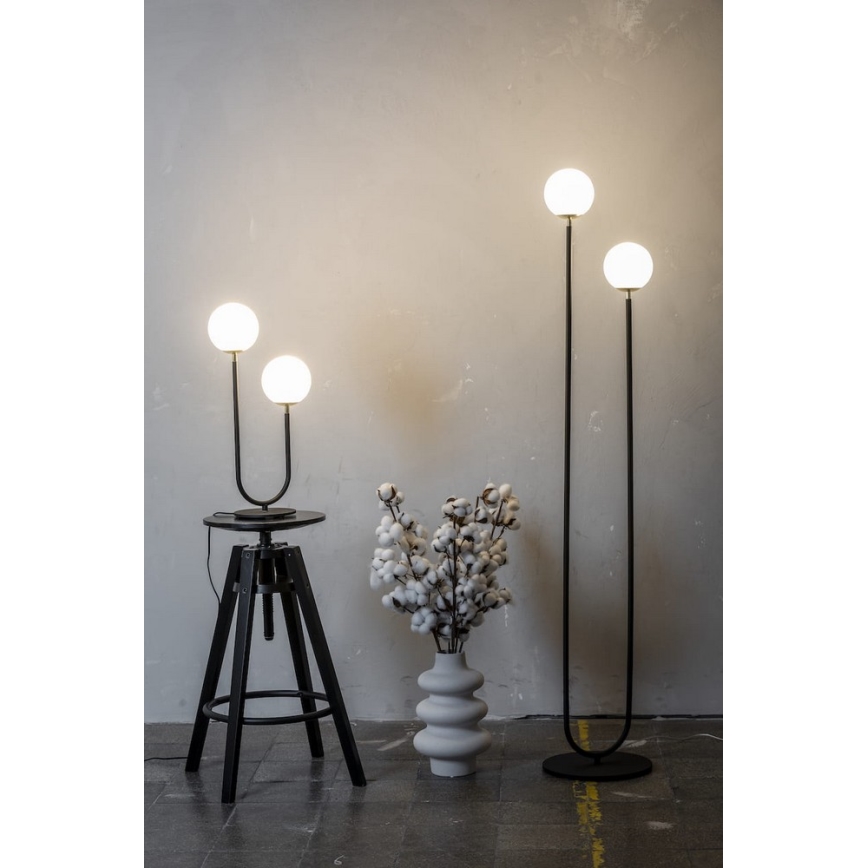 Argon 7073 - Bodenlampe FERRONE 2xE14/7W/230V schwarz/weiß/gold