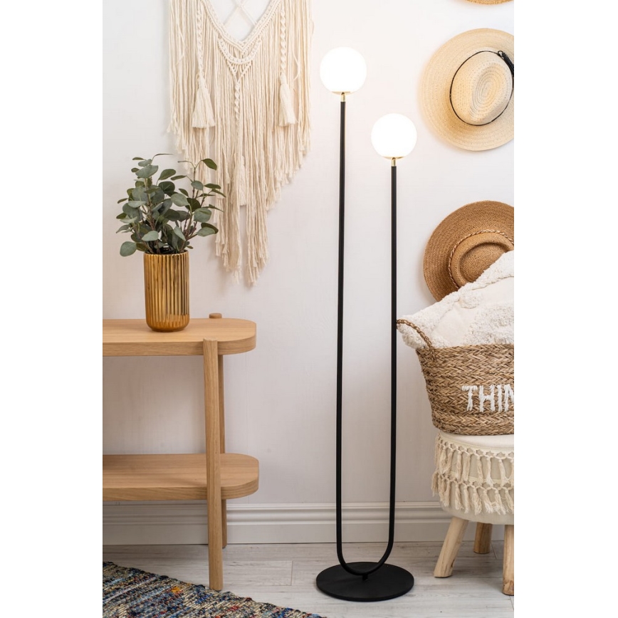Argon 7073 - Lampada con piedistallo FERRONE 2xE14/7W/230V nero/bianco/oro