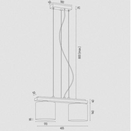 Argon 7164 - Lampadario a sospensione con filo CANOA 2xE27/15W/230V nero
