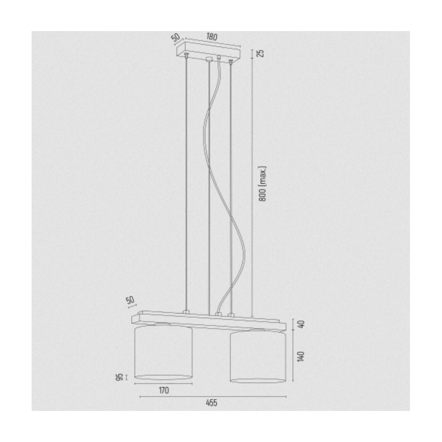 Argon 7164 - Lampadario a sospensione con filo CANOA 2xE27/15W/230V nero