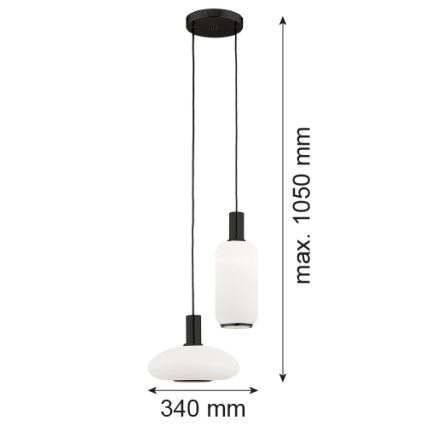 Argon 7214 - Lampadario a sospensione con filo SAGUNTO PLUS 2xE27/15W/230V nero