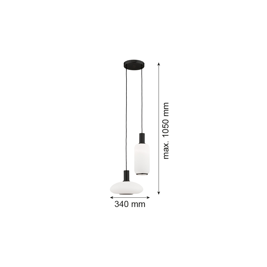 Argon 7214 - Lampadario a sospensione con filo SAGUNTO PLUS 2xE27/15W/230V nero