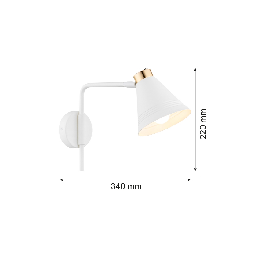 Argon 8006 - Applique AVALONE 1xE27/15W/230V 34 cm bianco/oro