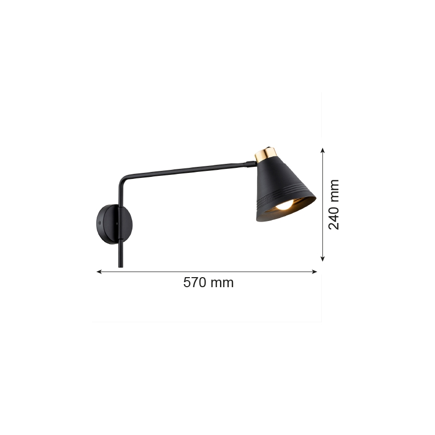 Argon 8009 - Applique AVALONE 1xE27/15W/230V 57 cm nero/oro