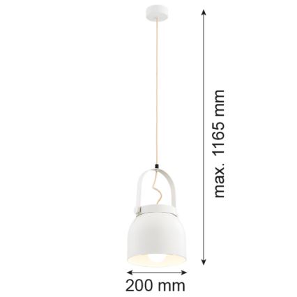 Argon 8280 - Lampadario a sospensione con filo LOGAN 1xE27/15W/230V diametro 20 cm bianco