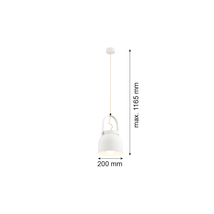 Argon 8280 - Lampadario a sospensione con filo LOGAN 1xE27/15W/230V diametro 20 cm bianco