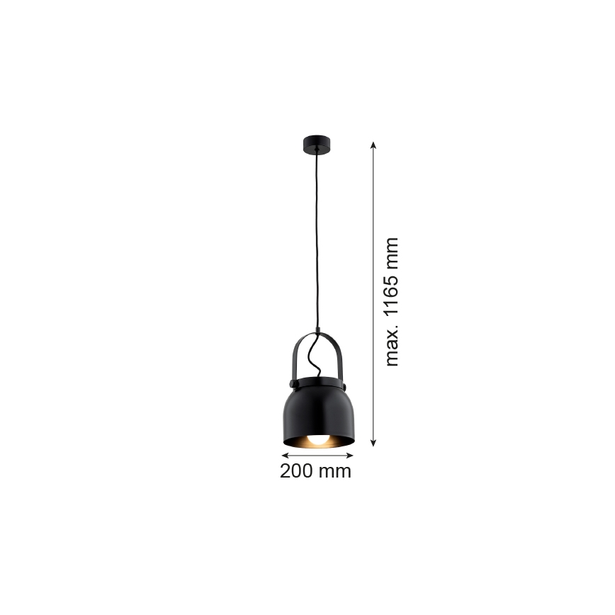 Argon 8281 - Lampadario a sospensione con filo LOGAN 1xE27/15W/230V diametro 20 cm nero
