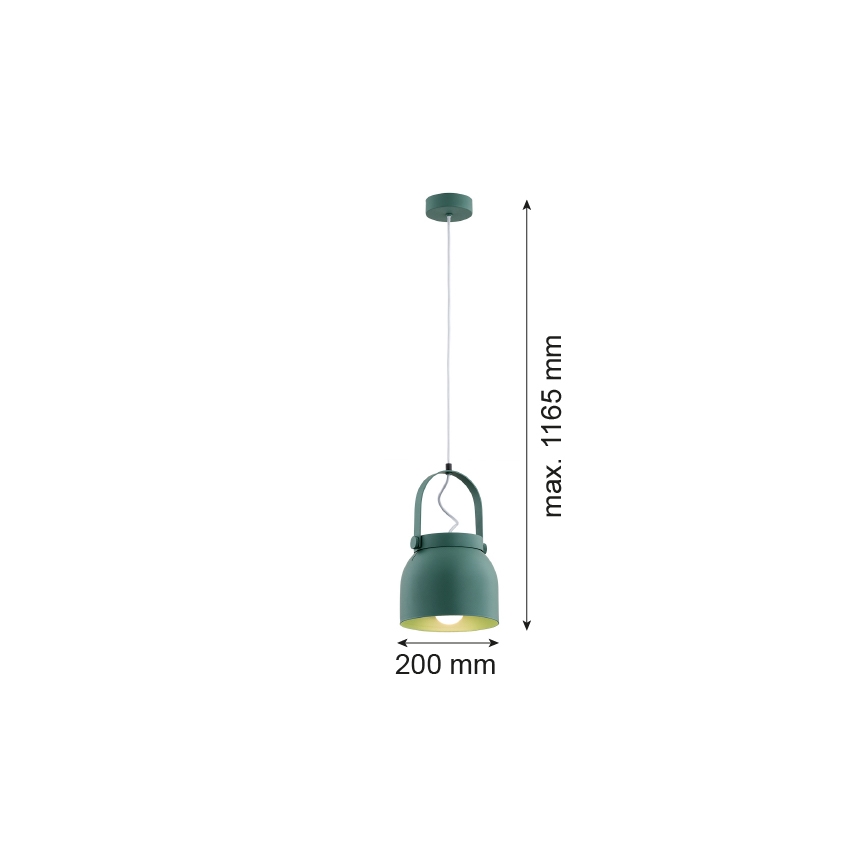 Argon 8283 - Lampadario a sospensione con filo LOGAN 1xE27/15W/230V diametro 20 cm verde