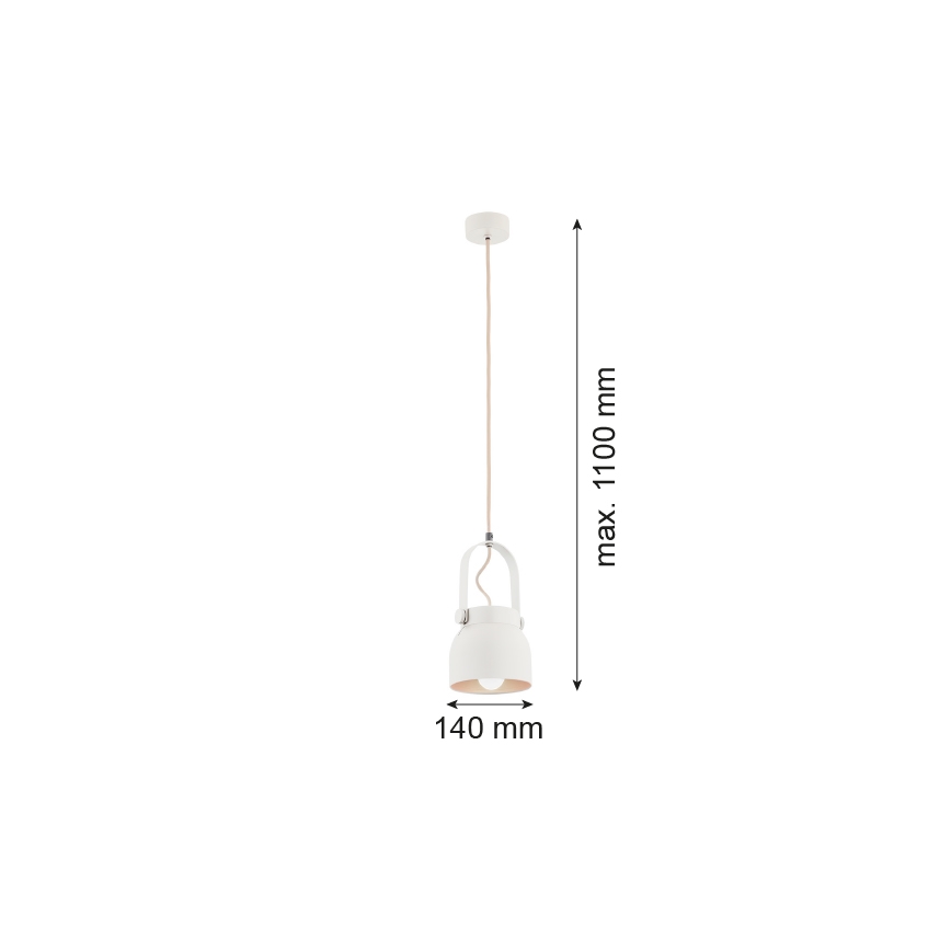 Argon 8290 - Lampadario a sospensione con filo LOGAN 1xE27/15W/230V diametro 14 cm bianco