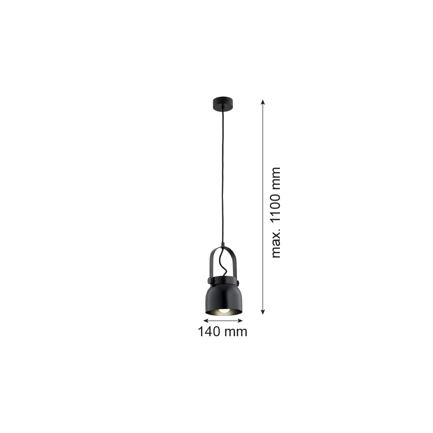Argon 8291 - Lampadario a sospensione con filo LOGAN 1xE27/15W/230V diametro 14 cm nero