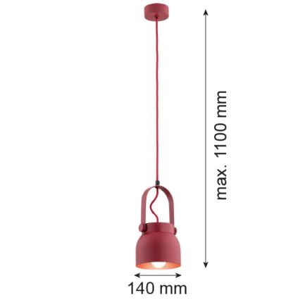 Argon 8292 - Lampadario a sospensione con filo LOGAN 1xE27/15W/230V diametro 14 cm rosso