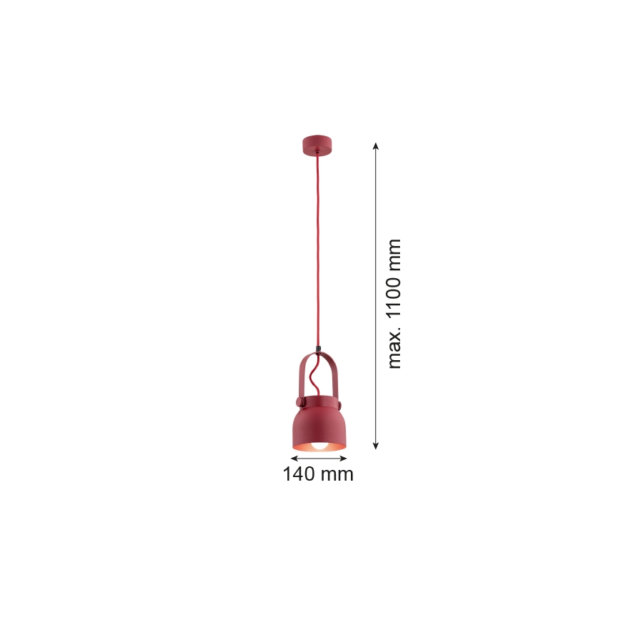 Argon 8292 - Lampadario a sospensione con filo LOGAN 1xE27/15W/230V diametro 14 cm rosso