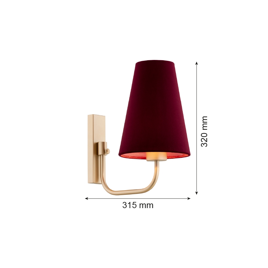 Argon 8313 - Wandlampe SAFIANO 1xE27/15W/230V burgunderrot