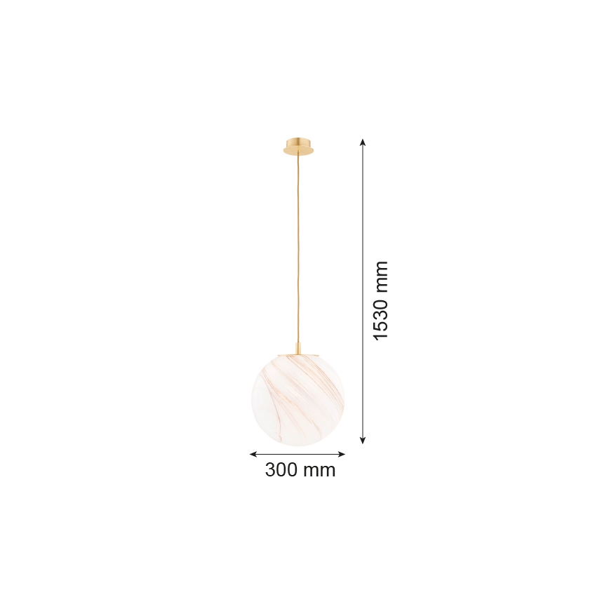 Argon 8448 - Hängeleuchte an Schnur ALMIROS 1xE27/15W/230V d 30 cm Alabaster golden