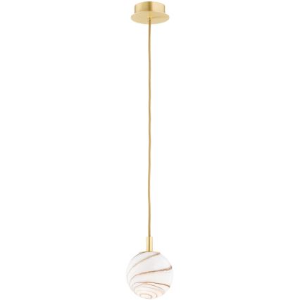 Argon 8450 - Lampadario a sospensione con filo ALMIROS 1xE14/7W/230V diametro 12 cm alabastro oro