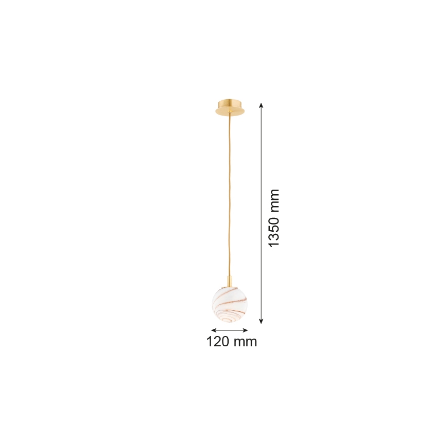 Argon 8450 - Lampadario a sospensione con filo ALMIROS 1xE14/7W/230V diametro 12 cm alabastro oro