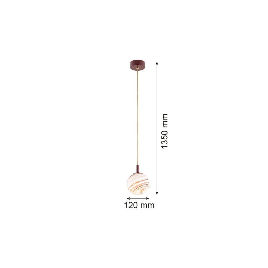 Argon 8452 - Hängeleuchte an Schnur ALMIROS 1xE14/7W/230V d 12 cm Alabaster braun/golden