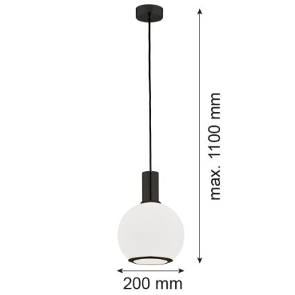 Argon 8564 - Suspension filaire SAGUNTO PLUS 1xE27/15W/230V d. 20 cm noir