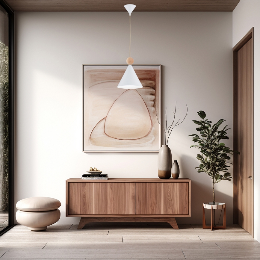 Argon 8629 - Lampadario a sospensione con filo KEGEL 1xE27/15W/230V bianco