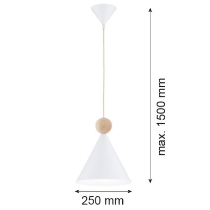 Argon 8629 - Lampadario a sospensione con filo KEGEL 1xE27/15W/230V bianco