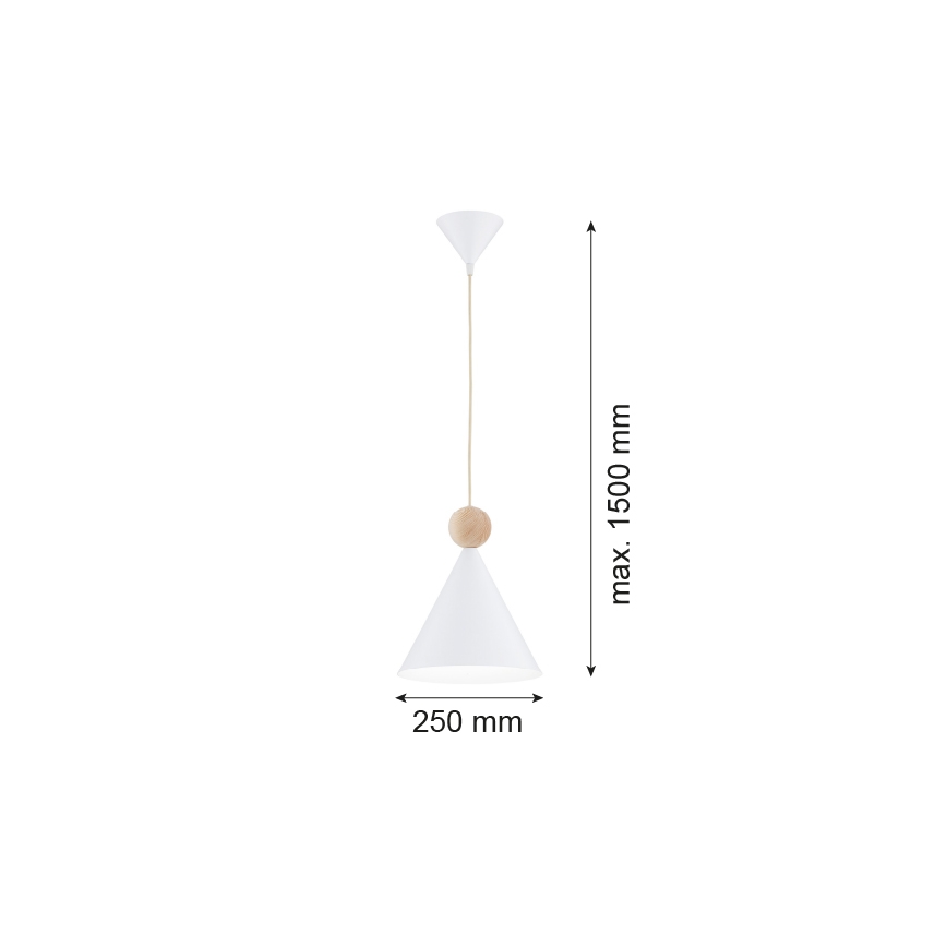 Argon 8629 - Lampadario a sospensione con filo KEGEL 1xE27/15W/230V bianco