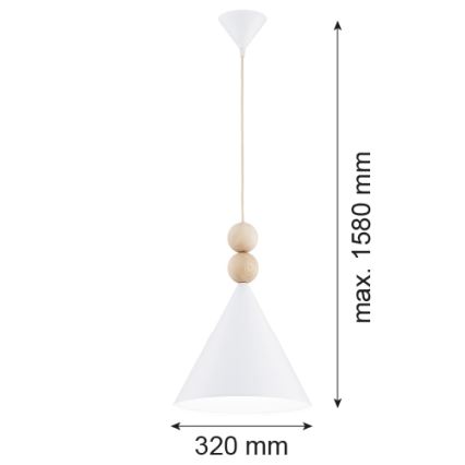 Argon 8632 - Lampadario a sospensione con filo KEGEL 1xE27/15W/230V bianco