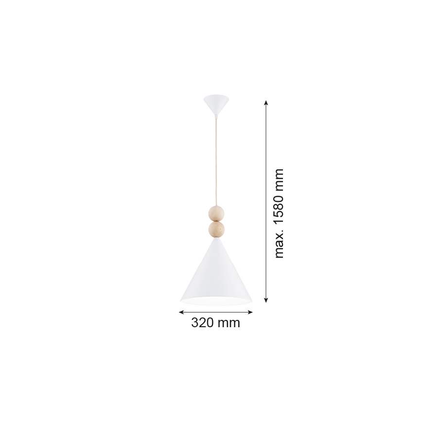 Argon 8632 - Lampadario a sospensione con filo KEGEL 1xE27/15W/230V bianco
