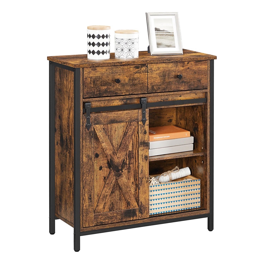 Armadietto con ante scorrevoli e cassetti FIRA marrone/nero