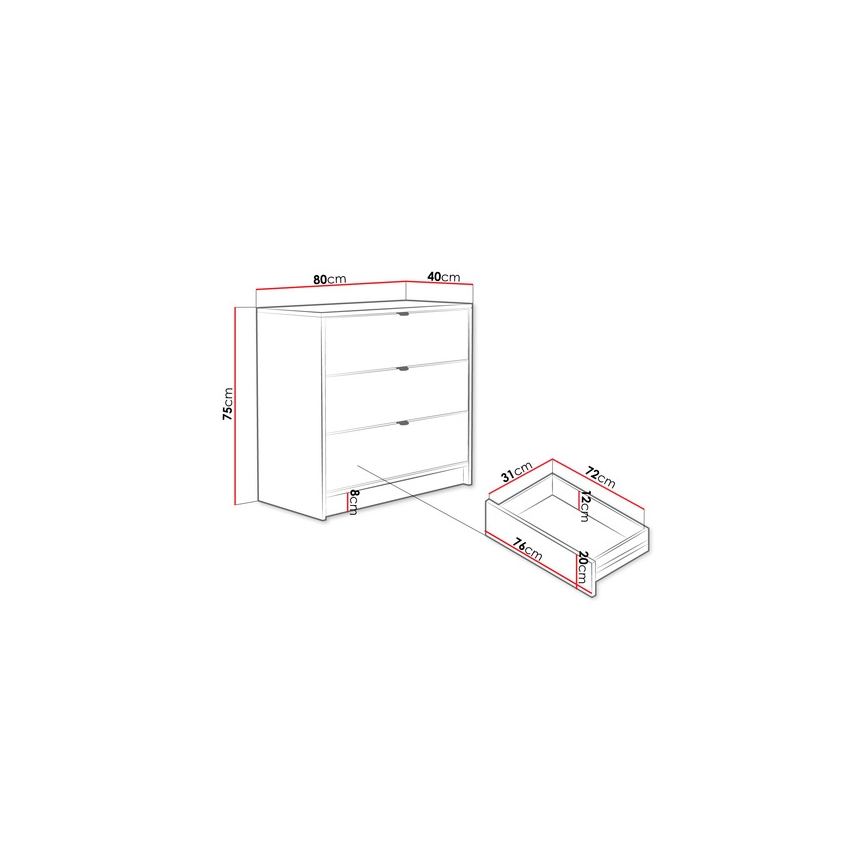 Armadietto TIRENO 75x80 cm bianco