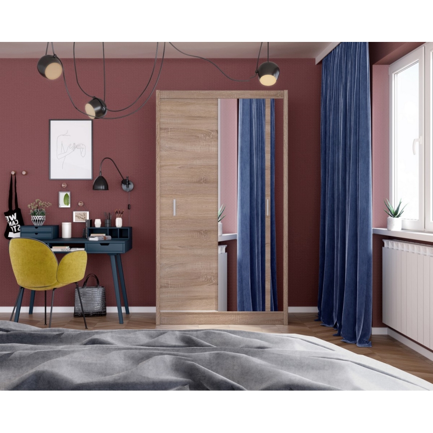 Armadio con specchio SABRINA 120x215 cm rovere sonoma