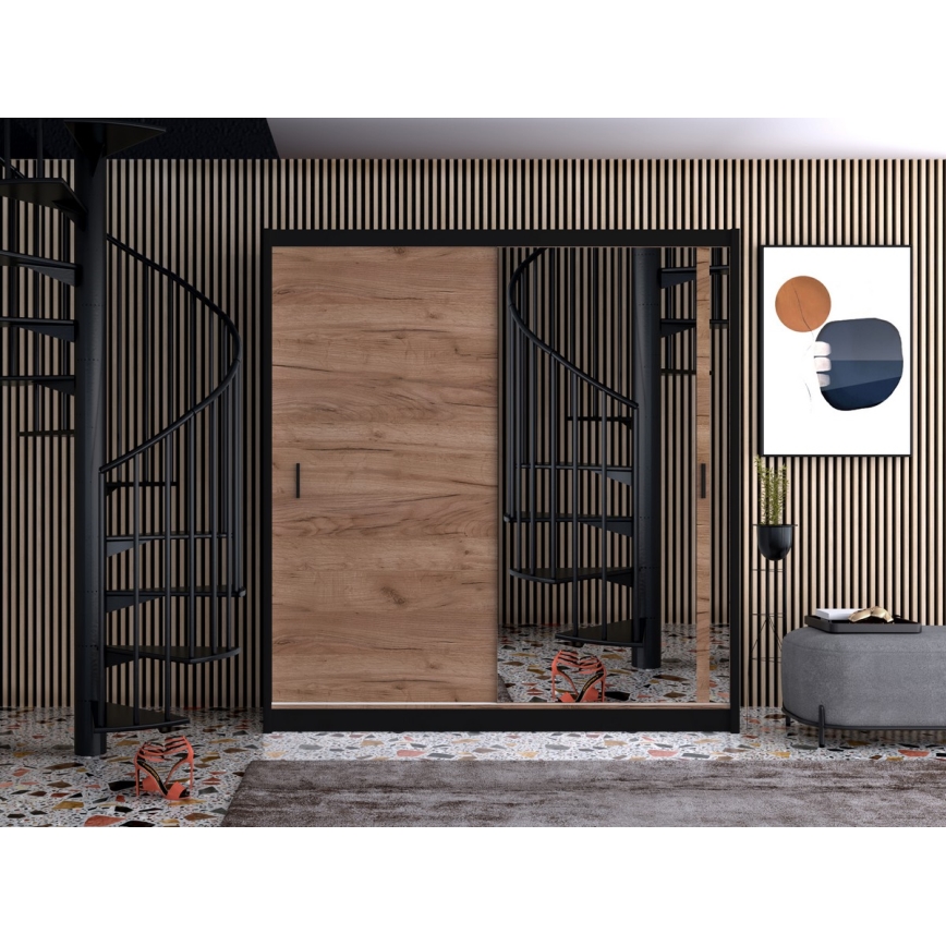 Armadio con specchio SABRINA 180x215 cm rovere craft